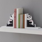 Panda Bookends Black and White