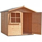 7ft x 7ft Shire Abri Wooden Apex Shed Brown