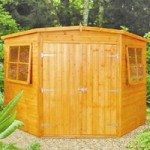 8 x 8 Shire Double Door Wooden Corner Shed Natural
