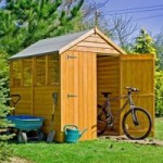 5ft x 7ft Pinnacle Overlap Wooden Double Door Shed Natural