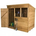5ft x 7ft Forest Dip Treated Wooden Overlap Pent Shed Natural