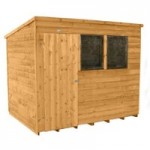 6ft x 8ft Forest Dip Treated Wooden Overlap Pent Shed Natural