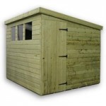 6ft x 8ft Empire Right Side Door Wooden Pent Shed with 3 Windows Natural