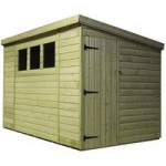 8ft x 10ft Empire Right Side Door Wooden Pent Shed with 3 Windows Natural