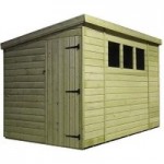 7ft x 10ft Empire Left Side Door Wooden Pent Shed with 3 Windows Natural