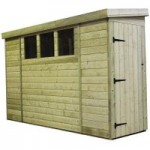 3ft x 10ft Empire Right Side Door Wooden Reverse Pent Shed with 3 Windows Natural
