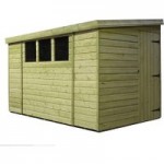 7ft x 12ft Empire Right Side Door Wooden Reverse Pent Shed with 3 Windows Natural