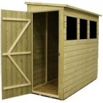3ft x 6ft Empire Left Side Door Wooden Reverse Pent Shed with 3 Windows Natural