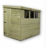 4ft x 8ft Empire Left Side Door Wooden Reverse Pent Shed with 3 Windows Natural