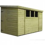 5ft x 10ft Empire Left Side Door Wooden Reverse Pent Shed with 3 Windows Natural