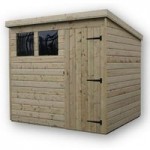 5ft x 8ft Empire Front Right Door Wooden Pent Shed with 2 Windows Natural