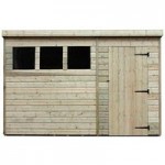 6ft x 10ft Empire Front Right Door Wooden Pent Shed with 3 Windows Natural