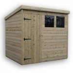 5ft x 8ft Empire Front Left Door Wooden Pent Shed with 2 Windows Natural