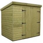 4ft x 7ft Empire Front Right Double Door Wooden Pent Shed Natural