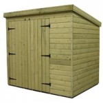 3ft x 8ft Empire Front Left Double Door Wooden Pent Shed Natural