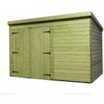 7ft x 12ft Empire Front Left Double Door Wooden Pent Shed Natural