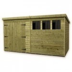 7ft x 12ft Empire Front Left Door Wooden Pent Shed with 3 Windows Natural