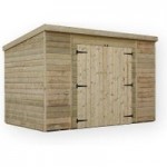 6ft x 10ft Empire Double Door Wooden Pent Shed Natural