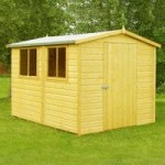 6ft x 10ft Shire Lewis Wooden Shiplap Apex Shed Natural