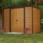 6ft x 8ft Rowlinson Woodvale Metal Apex Shed Brown