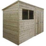 6ft x 10ft Winchester Pressure Treated Wooden Shiplap Pent Shed Natural