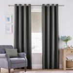 Henley Charcoal Eyelet Curtains Charcoal