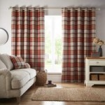 Orkney Terracotta Eyelet Curtains Terracotta