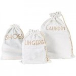Set Of 3 Lingerie Bags White