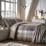 Colville Grey Check 100% Brushed Cotton Reversible Duvet Cover and Pillowcase Set Grey