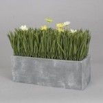Artificial Grey Potted Window Topiary Green / Yellow