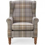 Oswald Check Wingback Armchair – Natural Natural