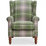 Oswald Check Wingback Armchair – Green Green
