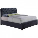 Valentino Charcoal 2 Drawer Storage Bed Black