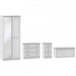 Pembroke White 4 Piece Mirrored Bedroom Furniture Set White