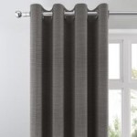 Boucle Charcoal Blackout Eyelet Curtains Charcoal (Grey)