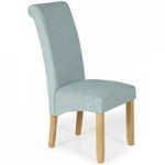 Kingston Pair of Fabric Dining Chairs Duck Egg (Blue)