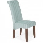 Kingston Striped Pair of Fabric Dining Chairs Duck Egg