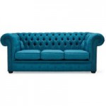 Belvedere Chesterfield 3 Seater Linen Sofa Teal