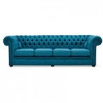Belvedere Chesterfield 4 Seater Linen Sofa Teal