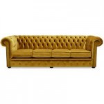 Belvedere Chesterfield 4 Seater Velvet Sofa Gold