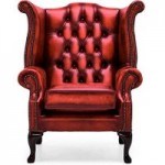 Belvedere Chesterfield Antique Leather Queen Anne Armchair Red