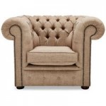 Belvedere Chesterfield Linen Club Chair Sand