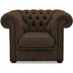 Belvedere Chesterfield Wool Club Chair Chocolate (Brown)