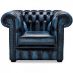 Belvedere Chestefield Antique Leather Club Chair Blue