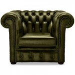 Belvedere Chestefield Antique Leather Club Chair Olive