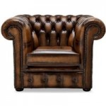 Belvedere Chestefield Antique Leather Club Chair Tan