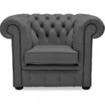Belvedere Chesterfield Leather Club Chair Steel
