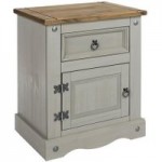 Corona Grey 1 Door 1 Drawer Bedside Cabinet Grey