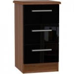 Knightsbridge 3 Drawer Bedside Cabinet Natural/Black