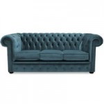 Belvedere Chesterfield 3 Seater Velvet Sofa Blue